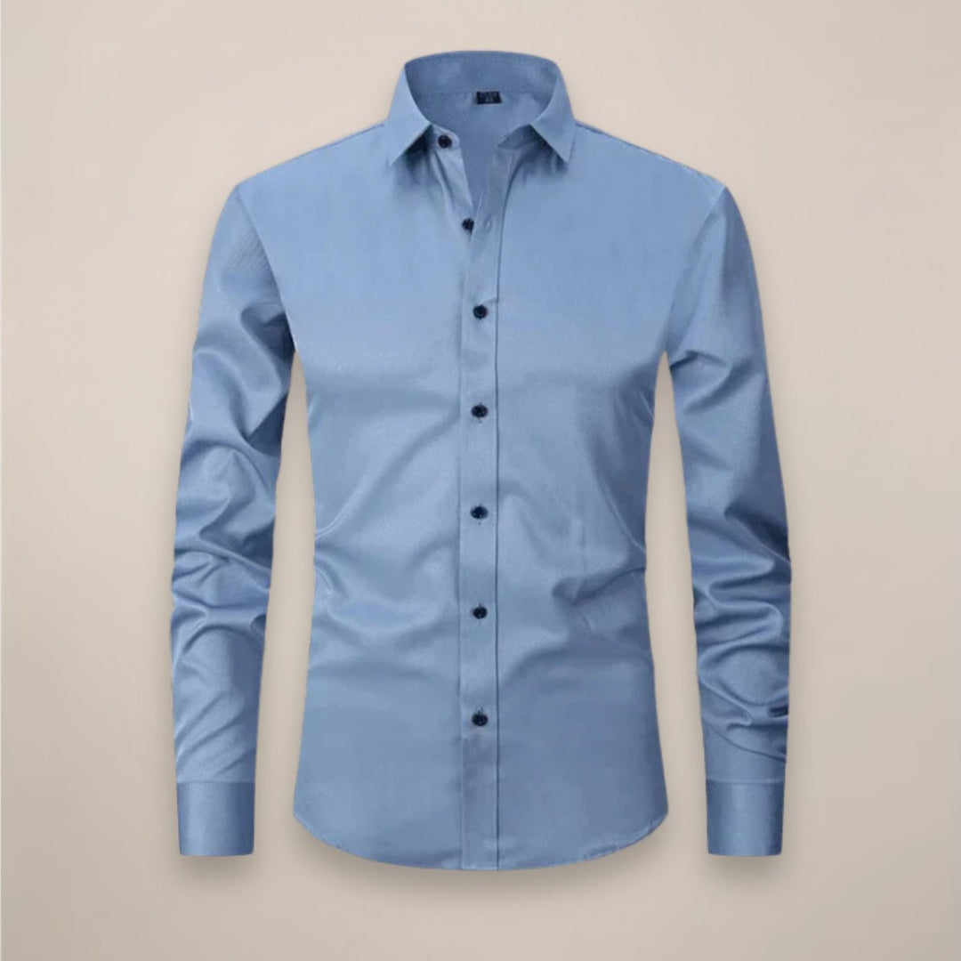 Men's Slim-Fit Long-Sleeve Shirt Classic Smart-Casual Button-Up