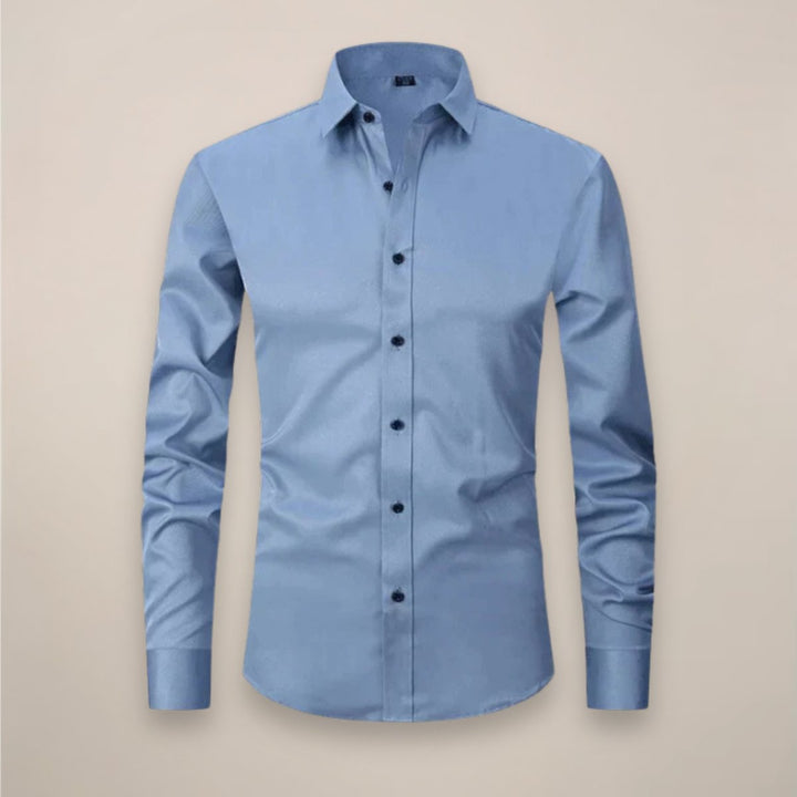 Men's Slim-Fit Long-Sleeve Shirt Classic Smart-Casual Button-Up