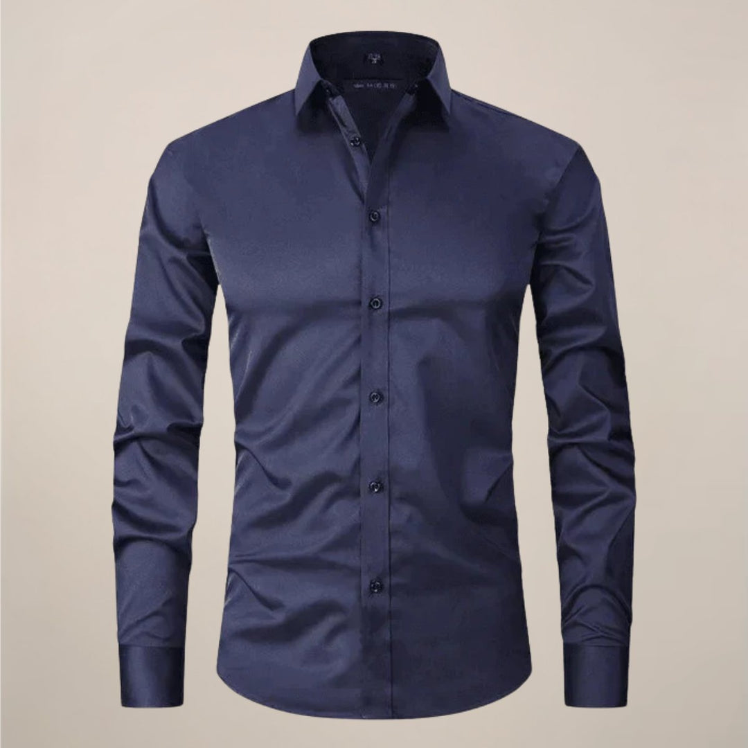 Men's Slim-Fit Long-Sleeve Shirt Classic Smart-Casual Button-Up