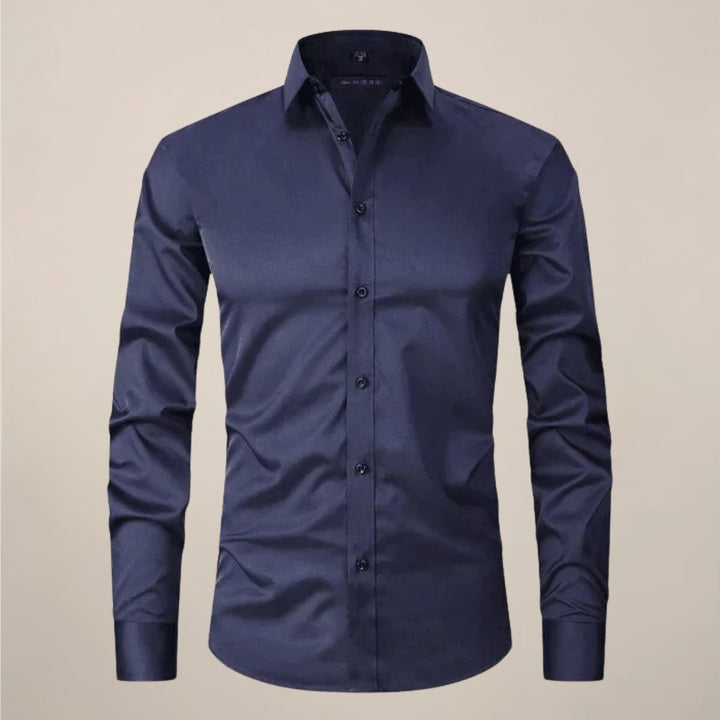Men's Slim-Fit Long-Sleeve Shirt Classic Smart-Casual Button-Up