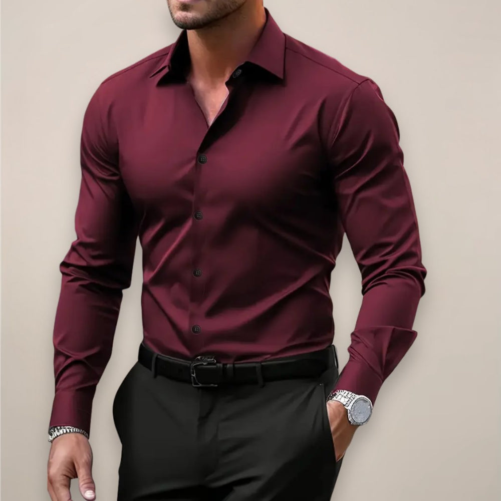Men's Slim-Fit Long-Sleeve Smart Casual Shirt