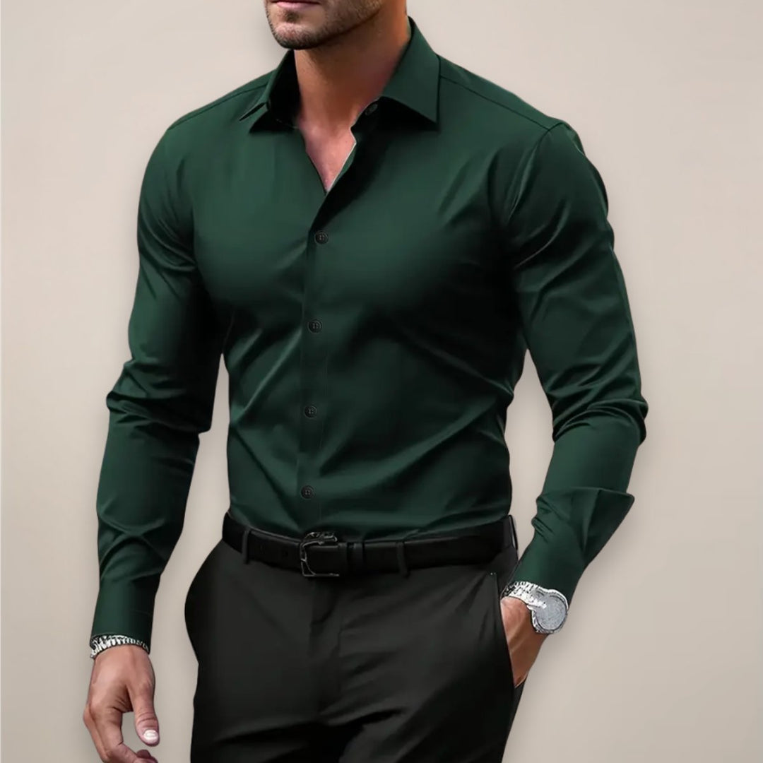 Men's Slim-Fit Long-Sleeve Smart Casual Shirt
