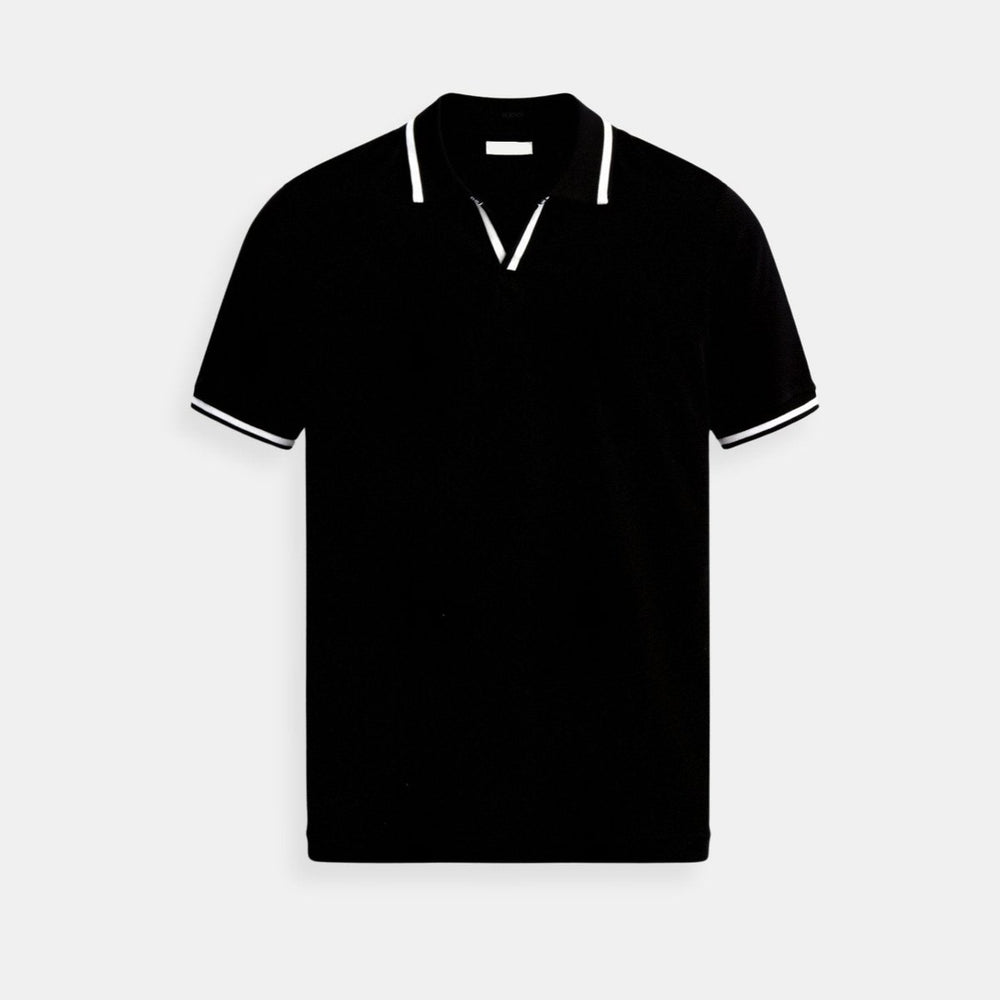 Men's Slim-Fit Open-Collar Knit Polo Shirt Contrast Tipped