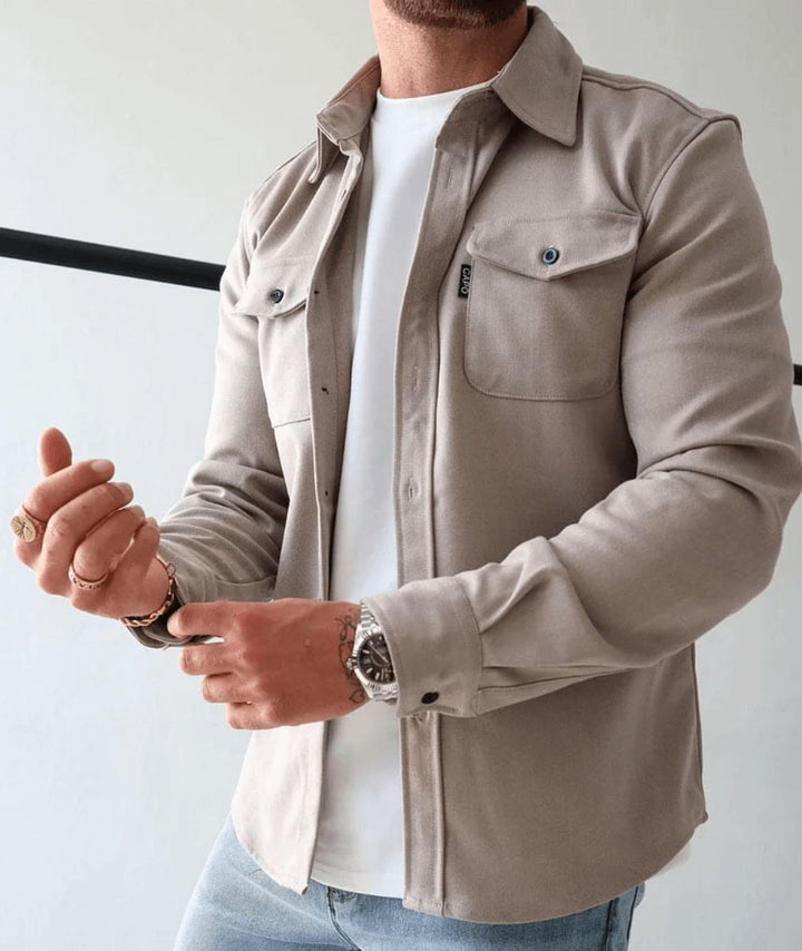 Men's Slim-Fit Overshirt Jacket Dual Chest Pocket Shacket