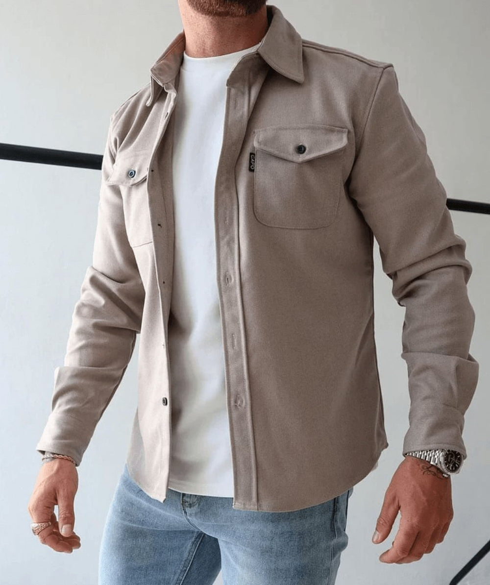 Men's Slim-Fit Overshirt Jacket Dual Chest Pocket Shacket