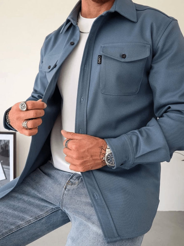 Men's Slim-Fit Overshirt Jacket Dual Chest Pocket Shacket