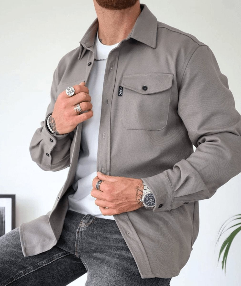 Men's Slim-Fit Overshirt Jacket Dual Chest Pocket Shacket