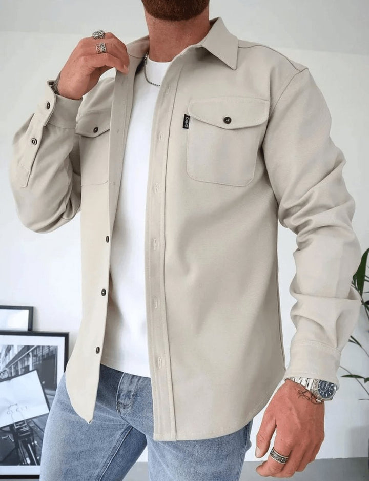 Men's Slim-Fit Overshirt Jacket Dual Chest Pocket Shacket