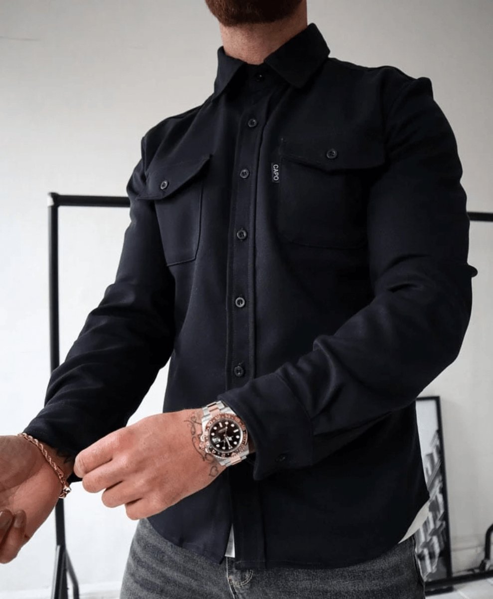 Men's Slim-Fit Overshirt Jacket Dual Chest Pocket Shacket