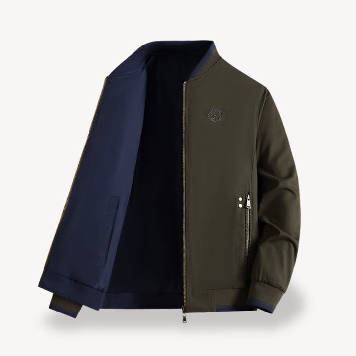 Men's Slim-Fit Reversible Bomber Jacket Lightweight Two-Tone