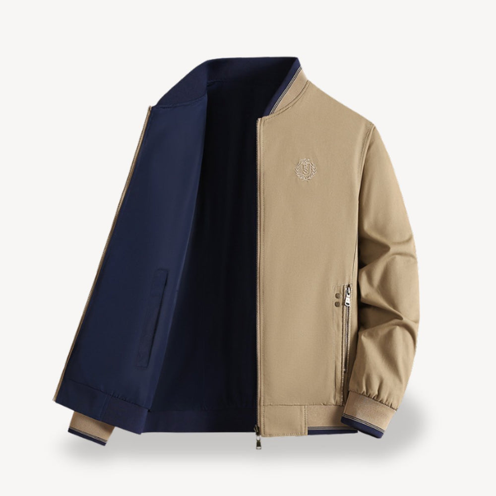 Men's Slim-Fit Reversible Bomber Jacket Lightweight Two-Tone
