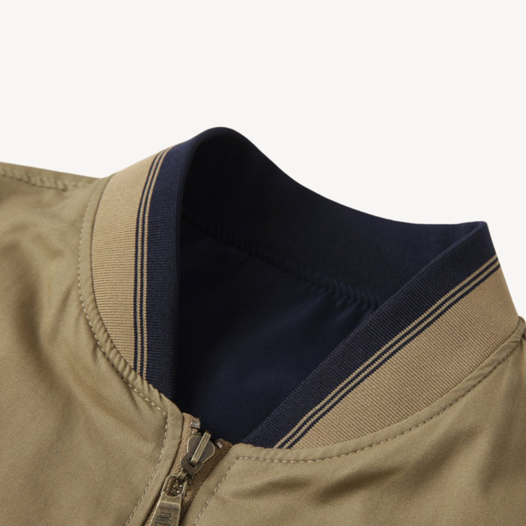 Men's Slim-Fit Reversible Bomber Jacket Lightweight Two-Tone