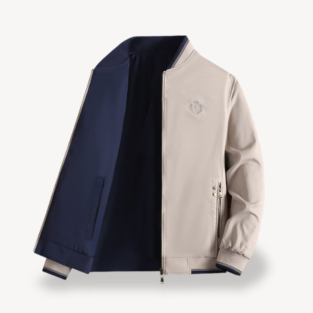 Men's Slim-Fit Reversible Bomber Jacket Lightweight Two-Tone