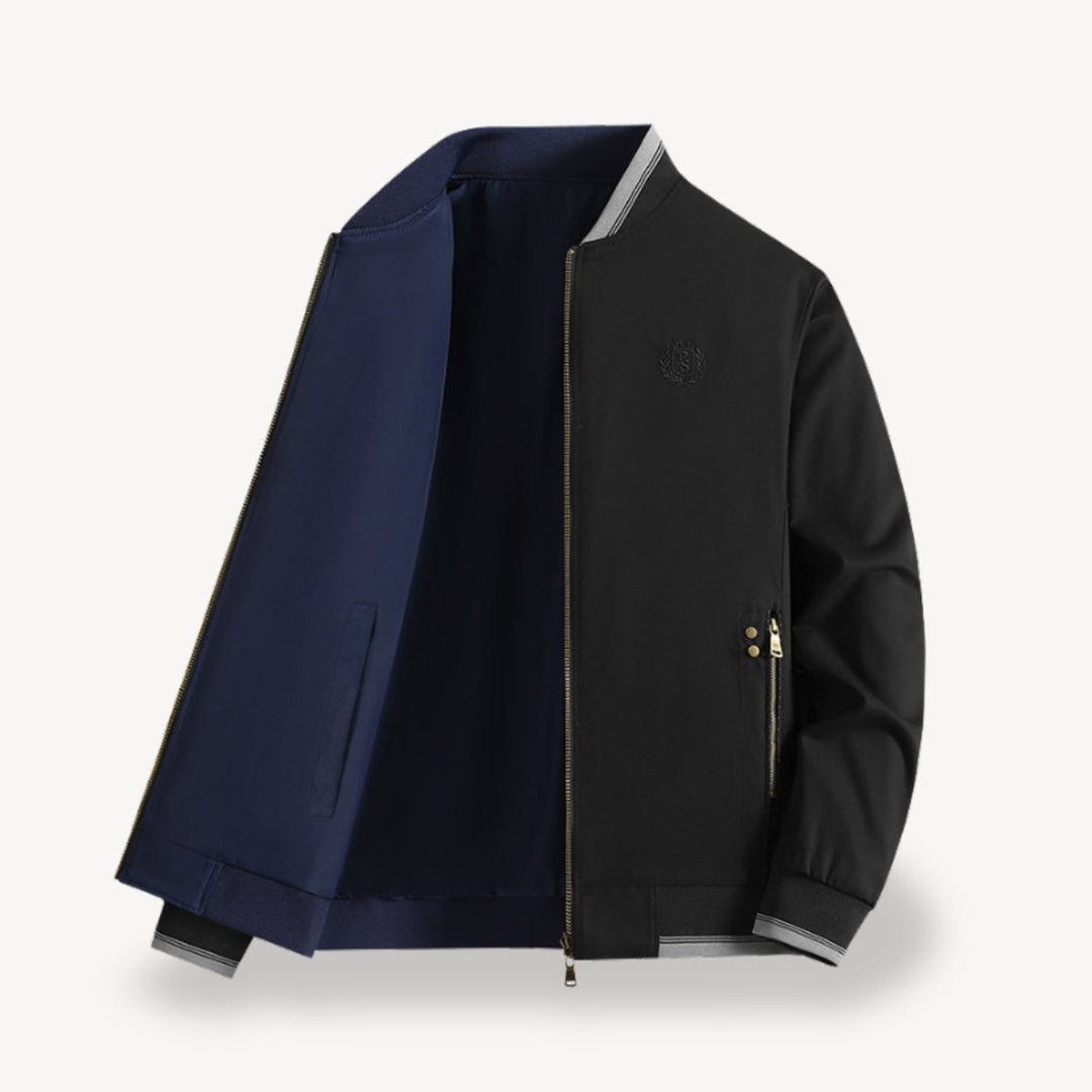 Men's Slim-Fit Reversible Bomber Jacket Lightweight Two-Tone
