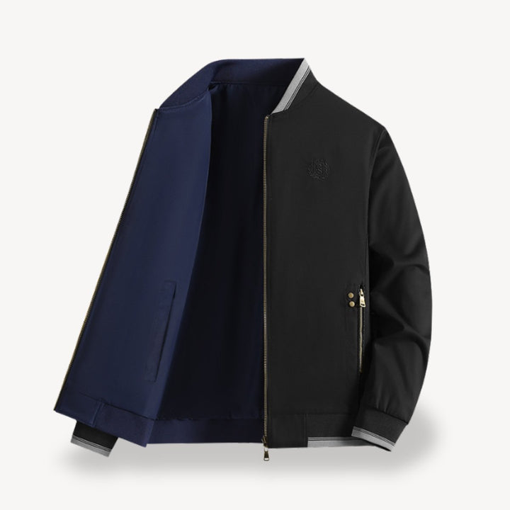 Men's Slim-Fit Reversible Bomber Jacket Lightweight Two-Tone