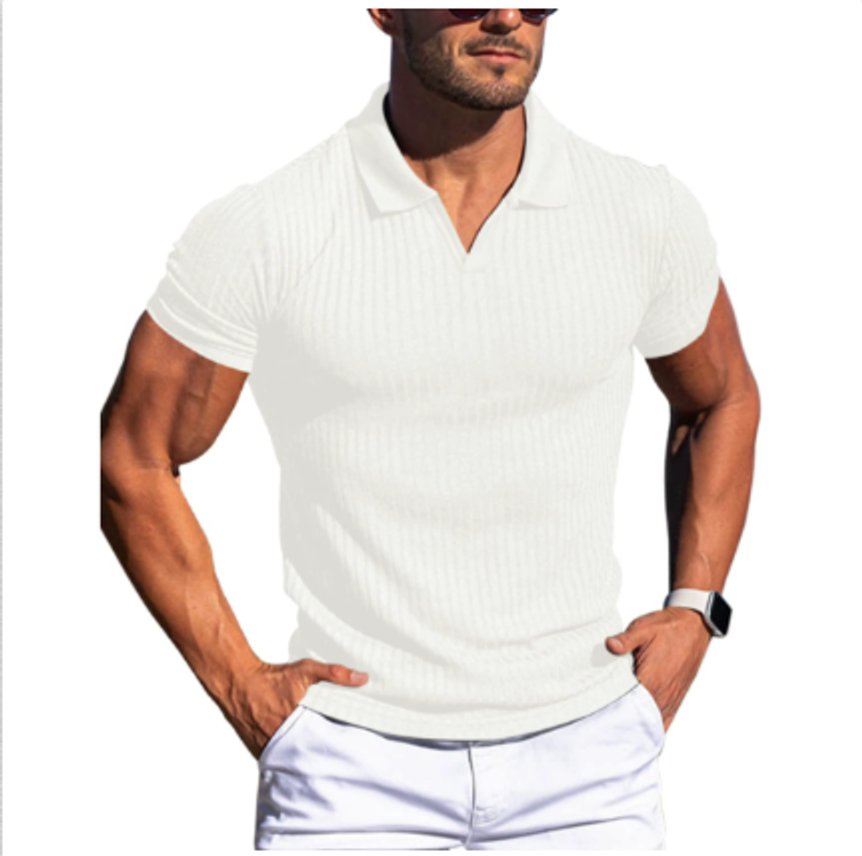 Mens Slim-Fit Ribbed Henley Long-Sleeve Polo Shirt