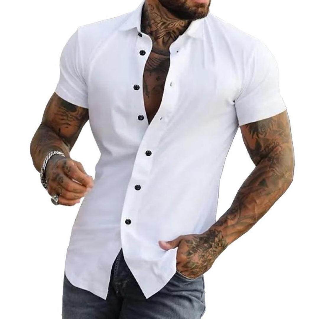 Men's Slim Fit Short Sleeve Button-Up Shirt