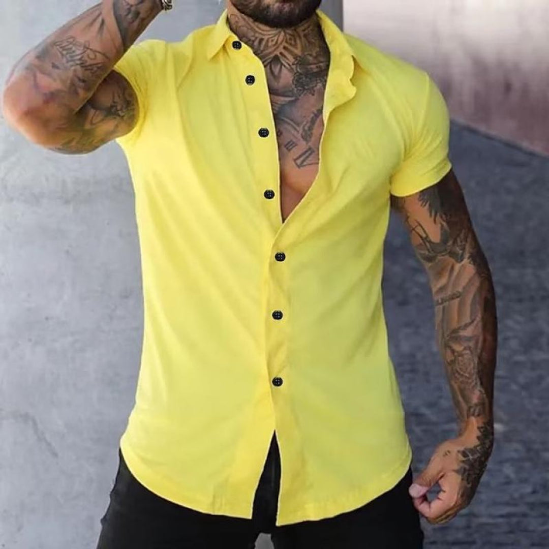 Men's Slim Fit Short Sleeve Button-Up Shirt