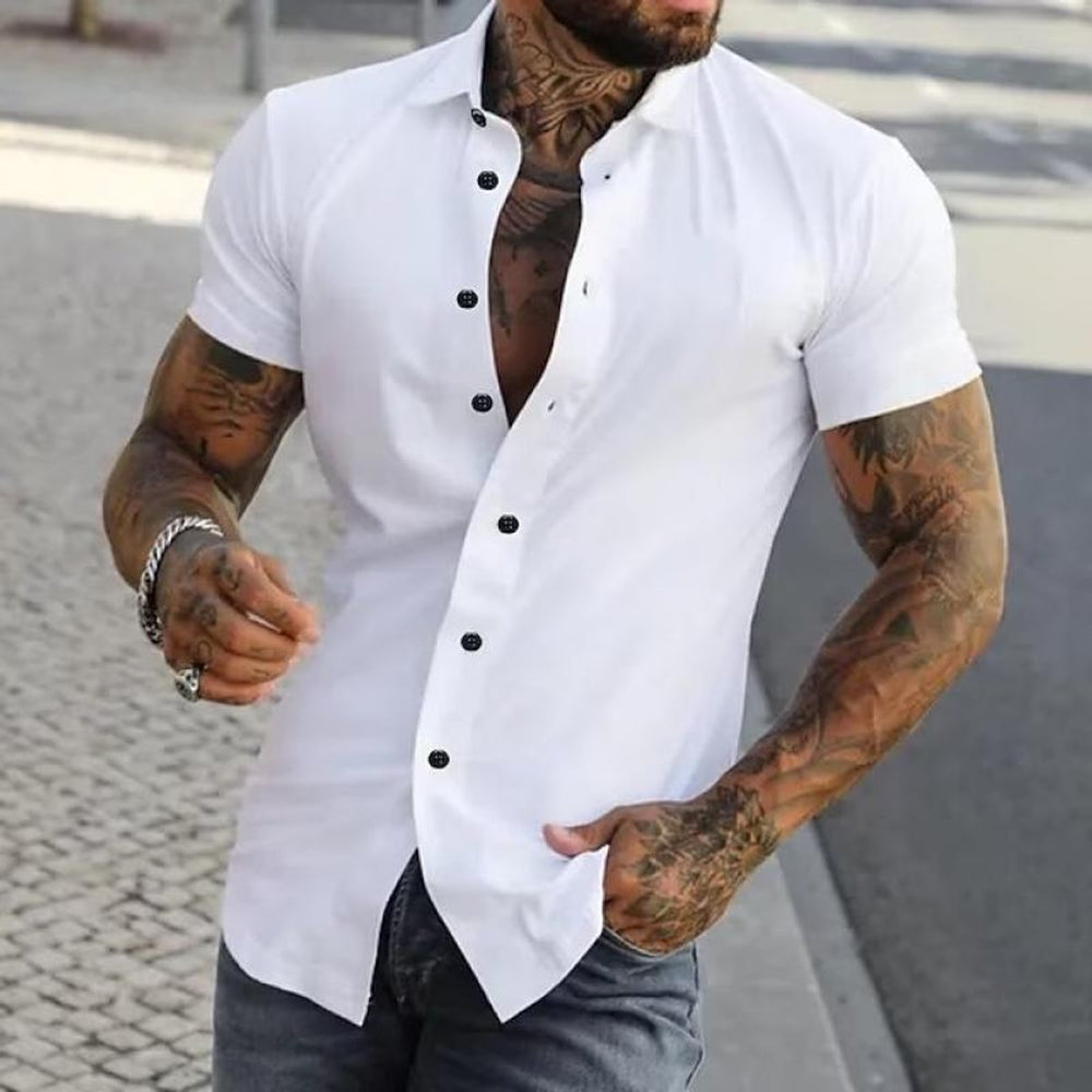 Men's Slim Fit Short Sleeve Button-Up Shirt