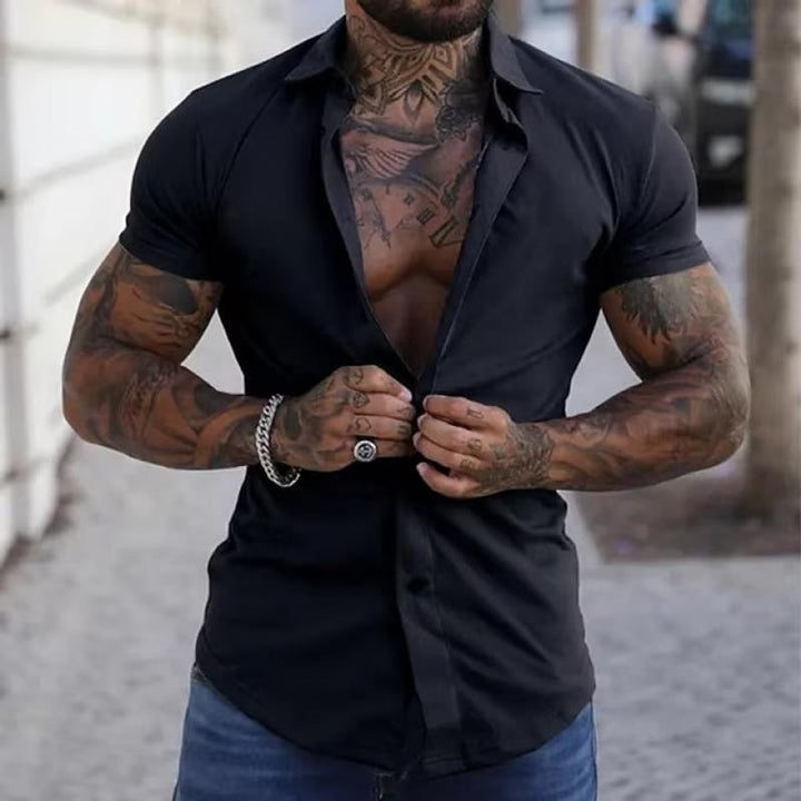 Men's Slim Fit Short Sleeve Button-Up Shirt