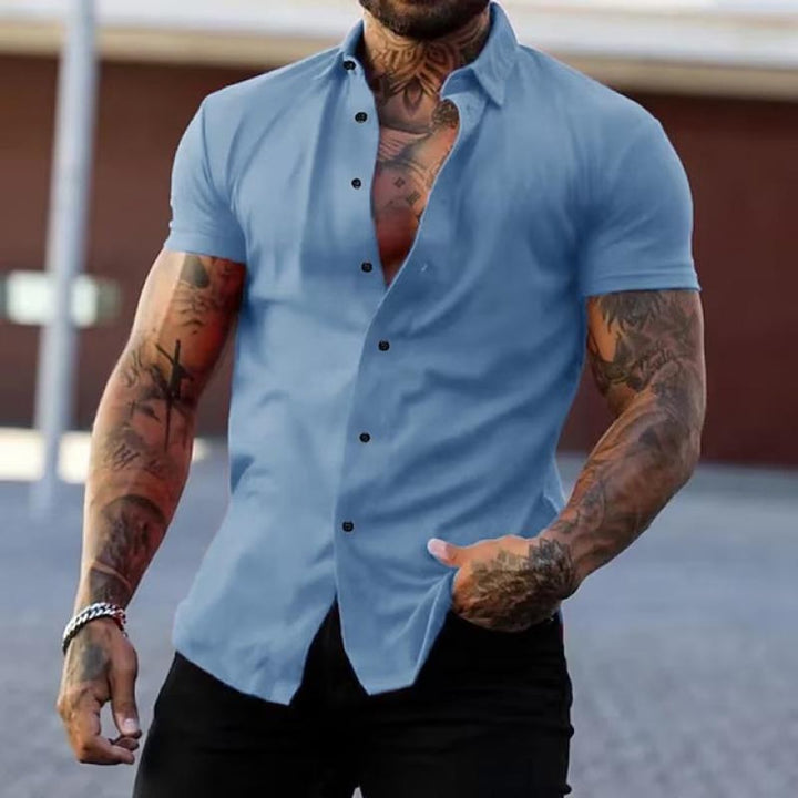 Men's Slim Fit Short Sleeve Button-Up Shirt
