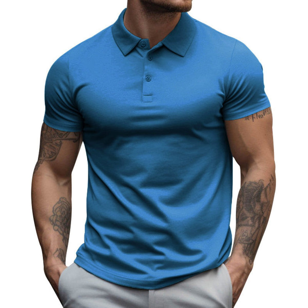 Mens Slim-Fit Short-Sleeve Henley Polo Shirt