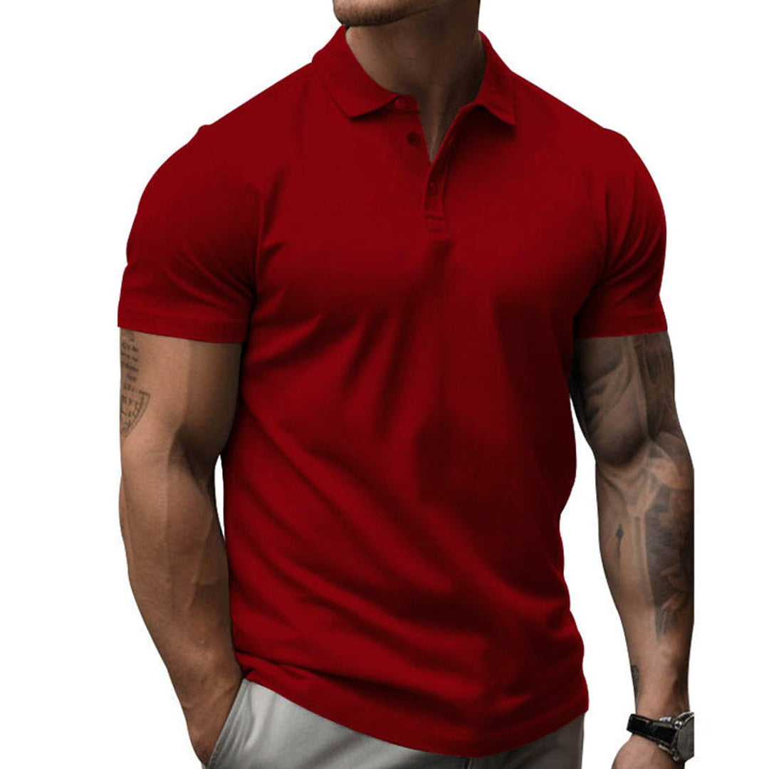 Mens Slim-Fit Short-Sleeve Henley Polo Shirt