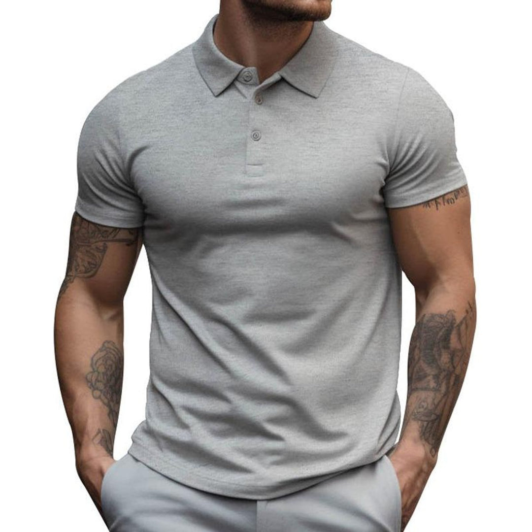 Mens Slim-Fit Short-Sleeve Henley Polo Shirt
