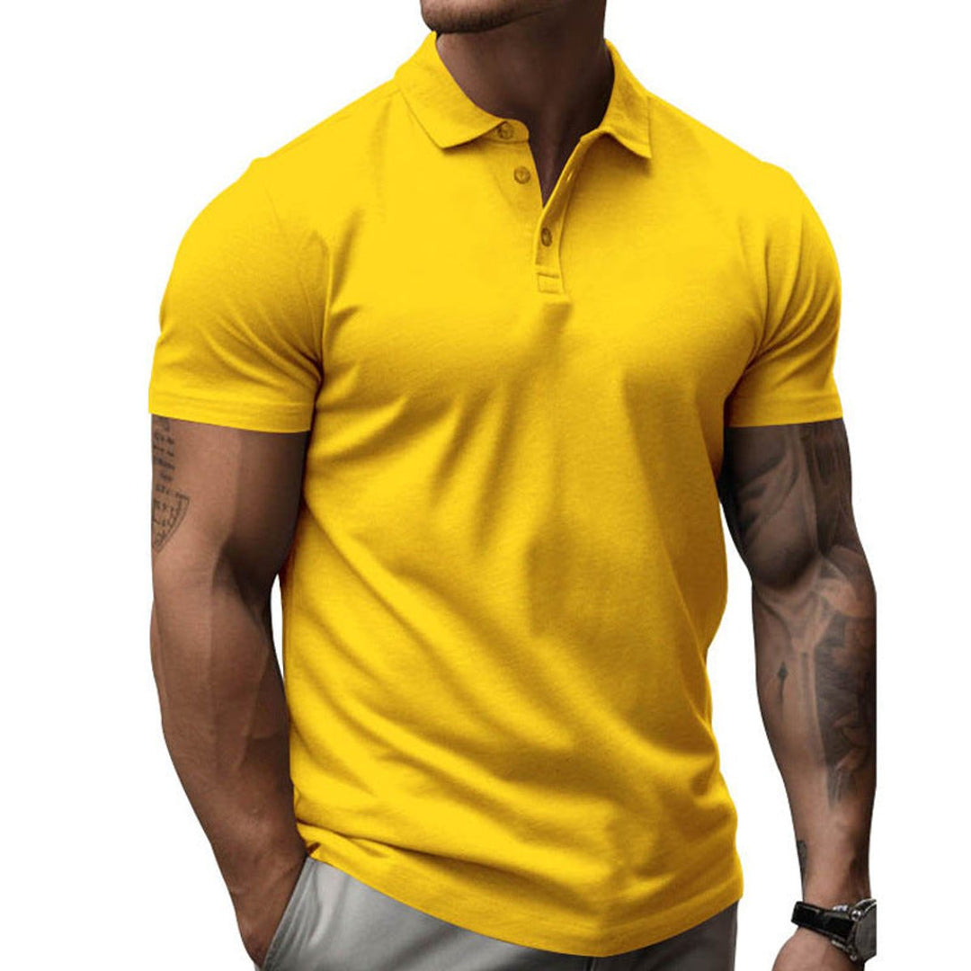 Mens Slim-Fit Short-Sleeve Henley Polo Shirt