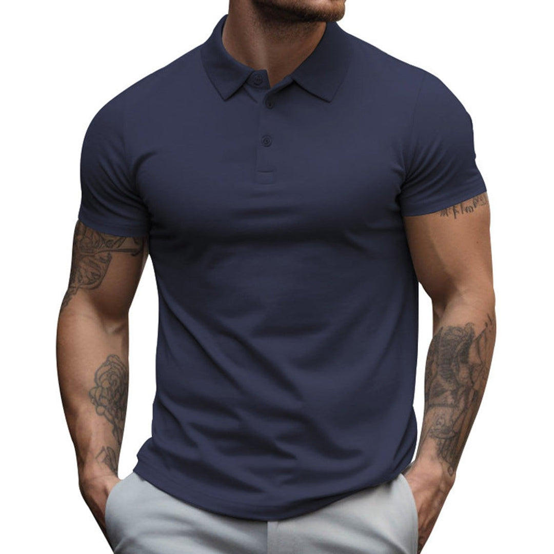 Mens Slim-Fit Short-Sleeve Henley Polo Shirt