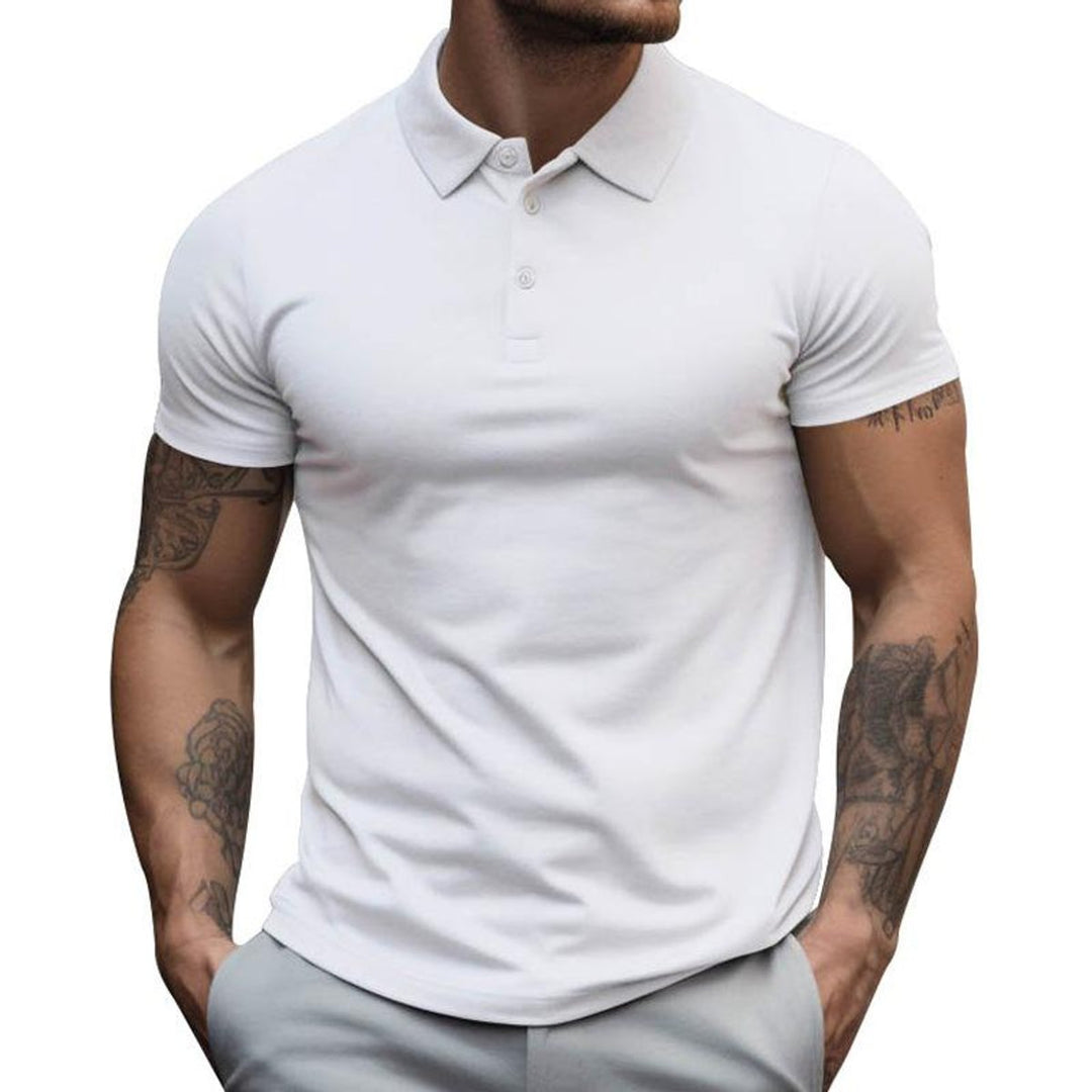 Mens Slim-Fit Short-Sleeve Henley Polo Shirt