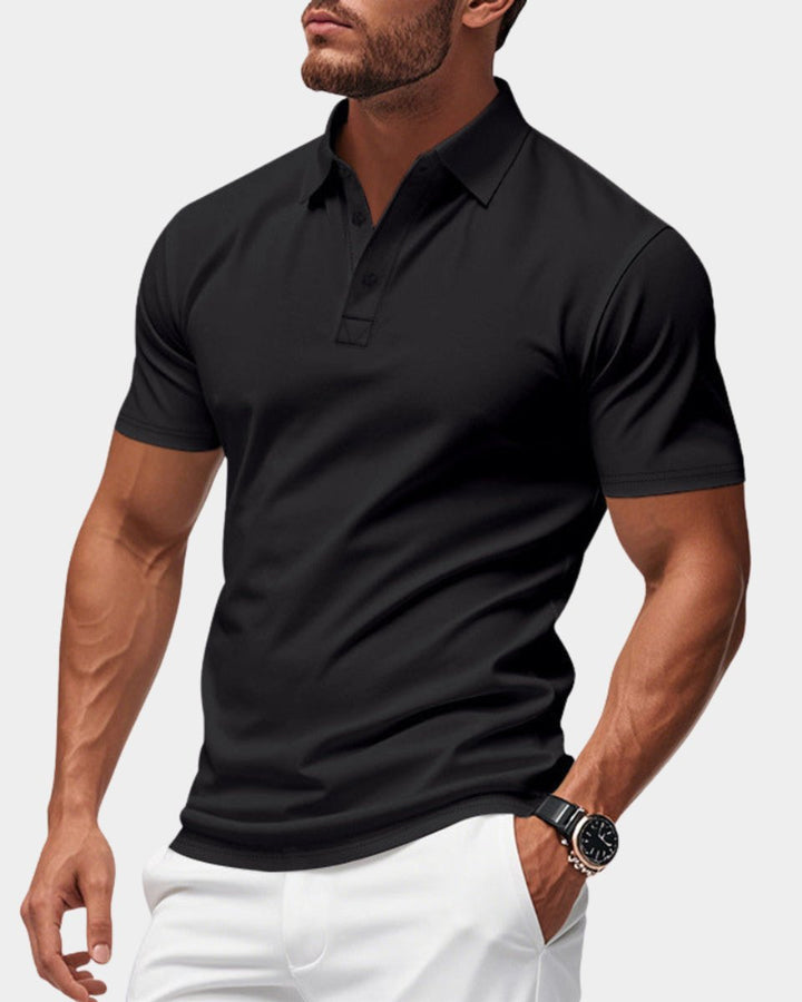 Mens Slim-Fit Short-Sleeve Henley Polo Shirt Button Placket