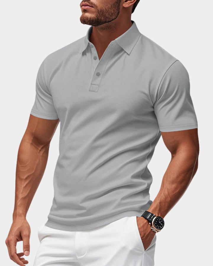 Mens Slim-Fit Short-Sleeve Henley Polo Shirt Button Placket
