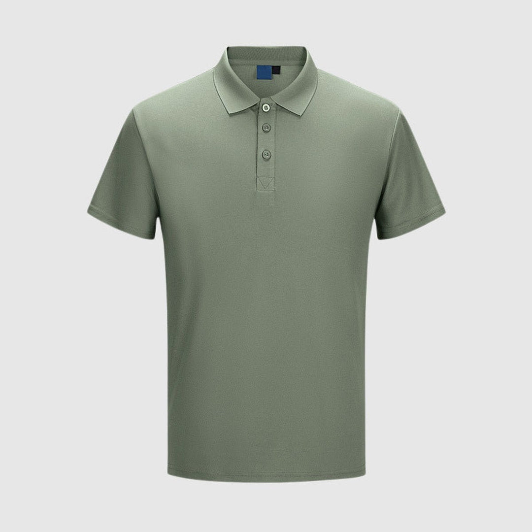 Men's Slim-Fit Short-Sleeve Polo Shirt Henley Collar Button Placket