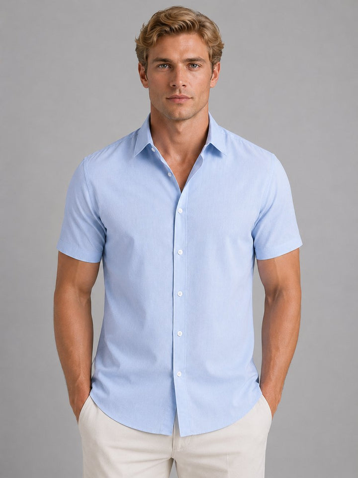 Men's Slim Fit Short Sleeve Shirt Smart Casual Summer