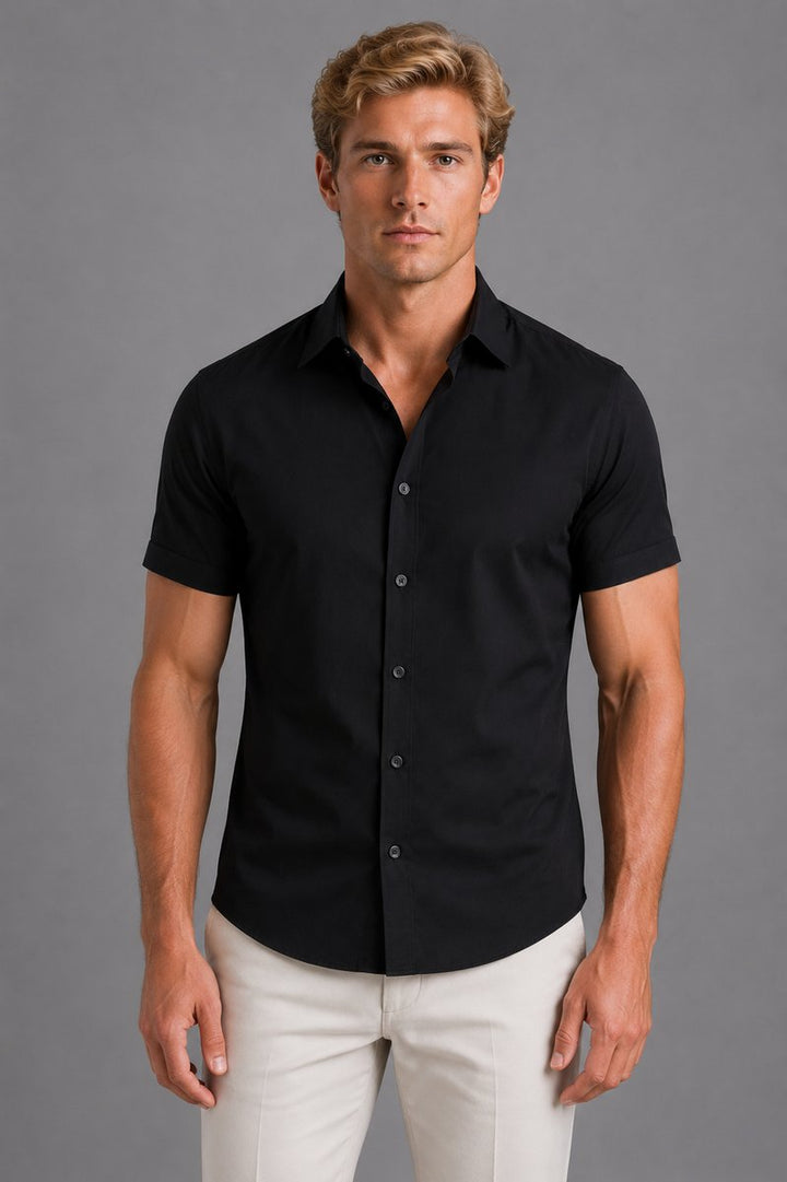 Men's Slim Fit Short Sleeve Shirt Smart Casual Summer