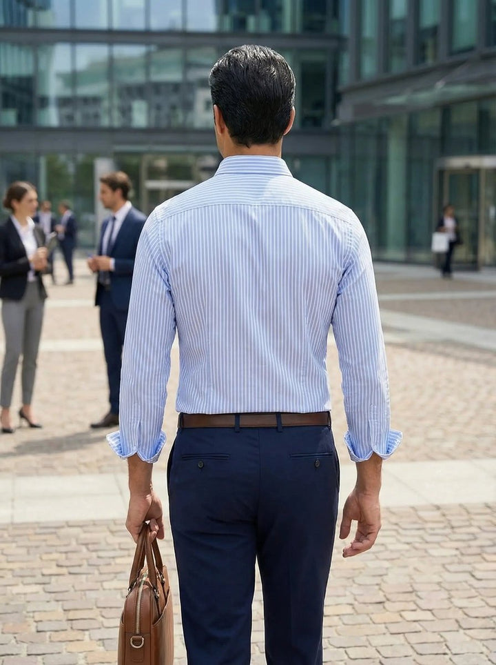 Men's Slim Fit Striped Long-Sleeve Button-Down Shirt