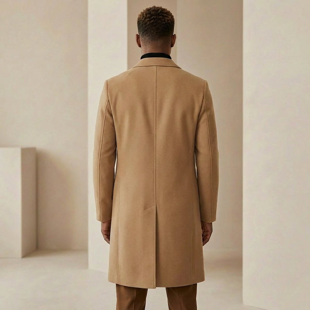 Men's Slim-Fit Tailored Wool-Blend Overcoat Mens Jacket