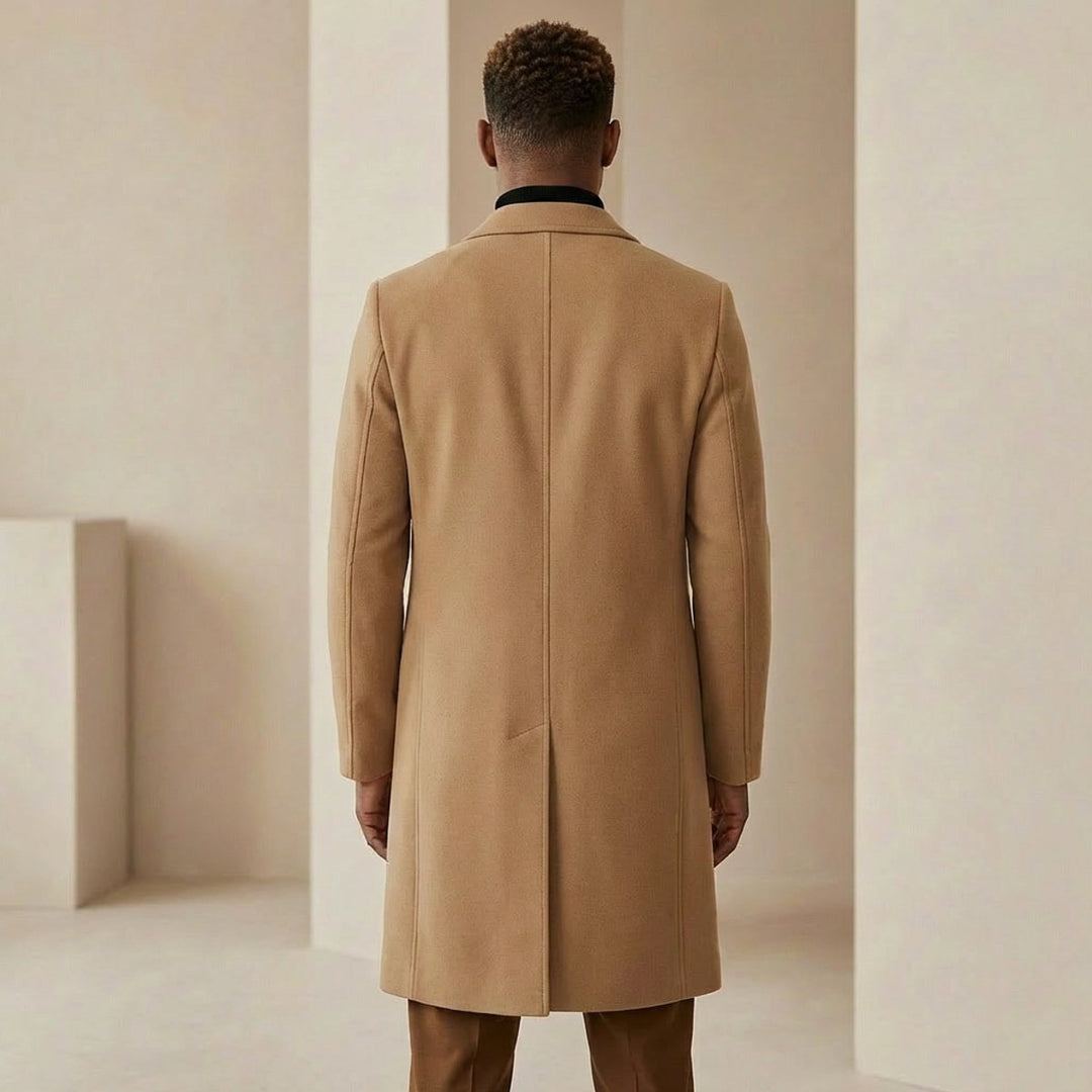 Men's Slim-Fit Tailored Wool-Blend Overcoat Mens Jacket