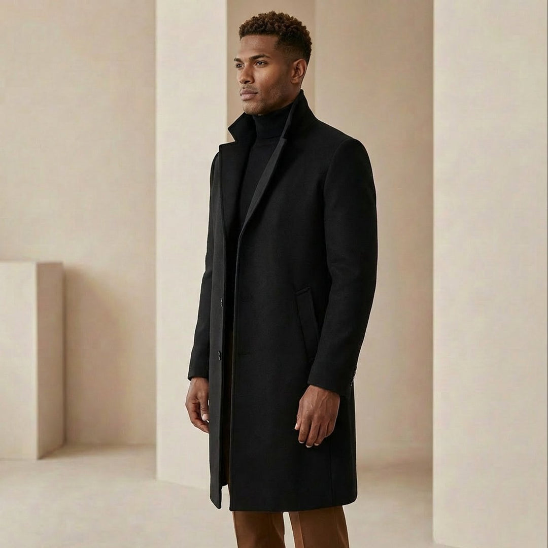 Men's Slim-Fit Tailored Wool-Blend Overcoat Mens Jacket