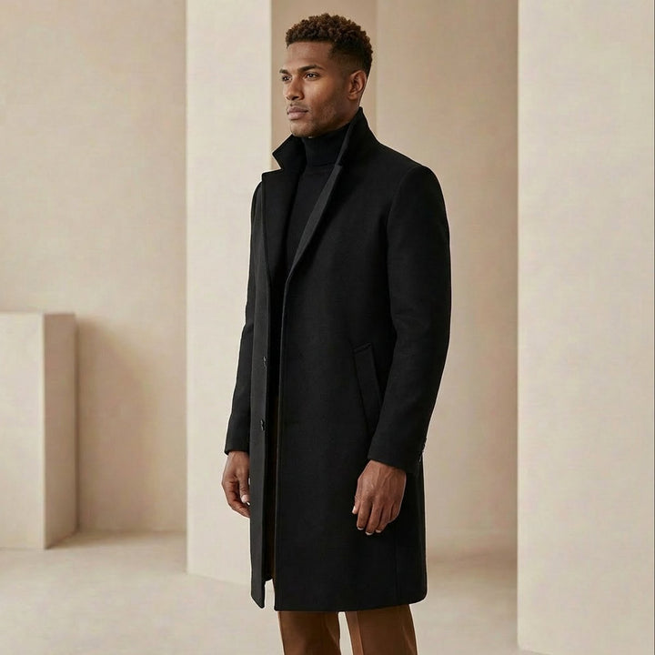 Men's Slim-Fit Tailored Wool-Blend Overcoat Mens Jacket