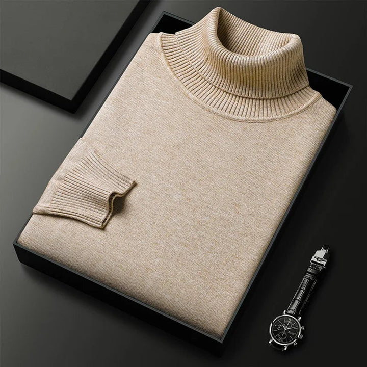 Mens Slim-Fit Turtleneck Knitted Jumper Cotton Blend