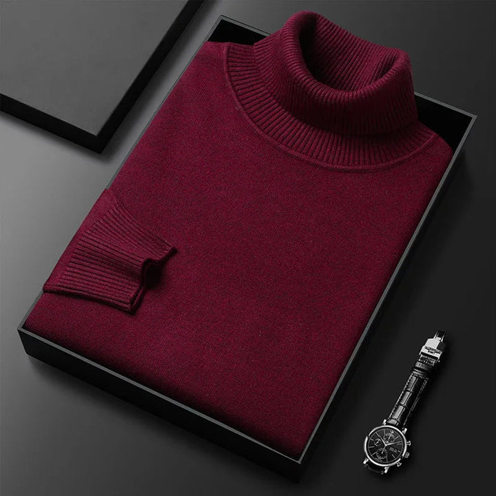 Mens Slim-Fit Turtleneck Knitted Jumper Cotton Blend
