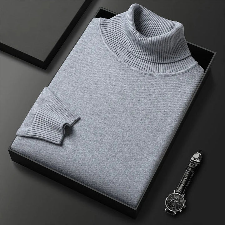 Mens Slim-Fit Turtleneck Knitted Jumper Cotton Blend