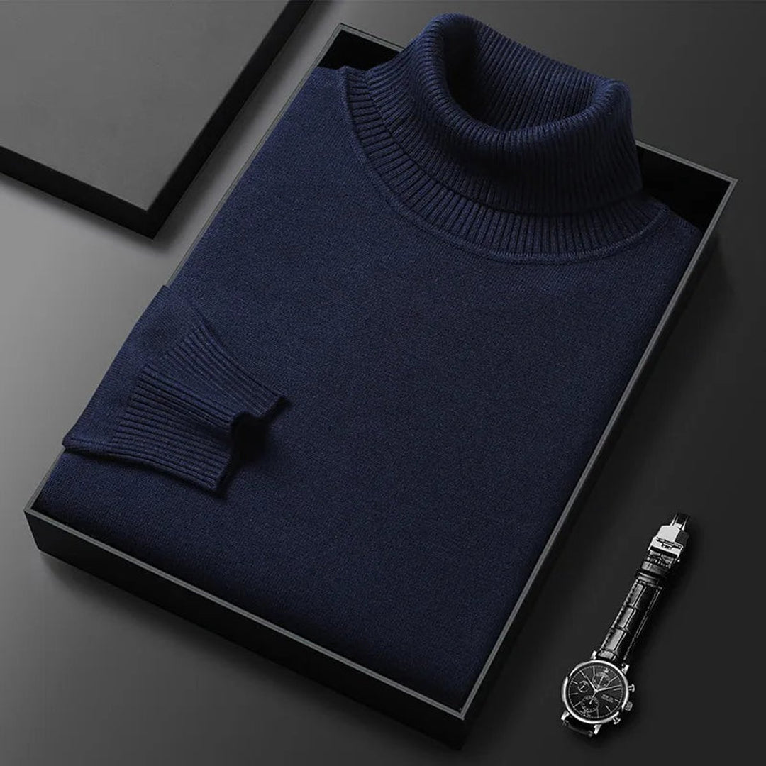 Mens Slim-Fit Turtleneck Knitted Jumper Cotton Blend