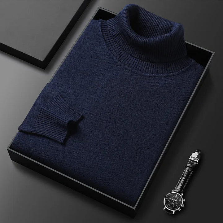Mens Slim-Fit Turtleneck Knitted Jumper Cotton Blend