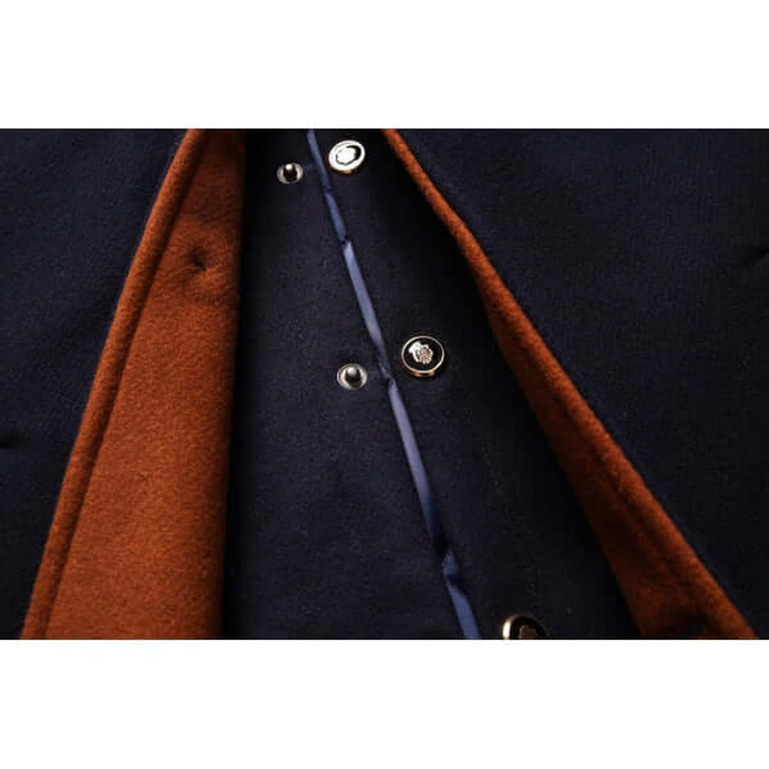 Men's Slim-Fit Wool-Feel Overcoat Detachable Collar Mens Jacket