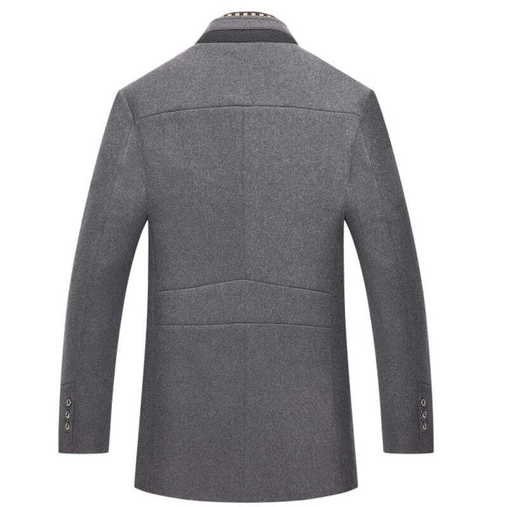 Men's Slim-Fit Wool-Feel Overcoat Detachable Collar Mens Jacket