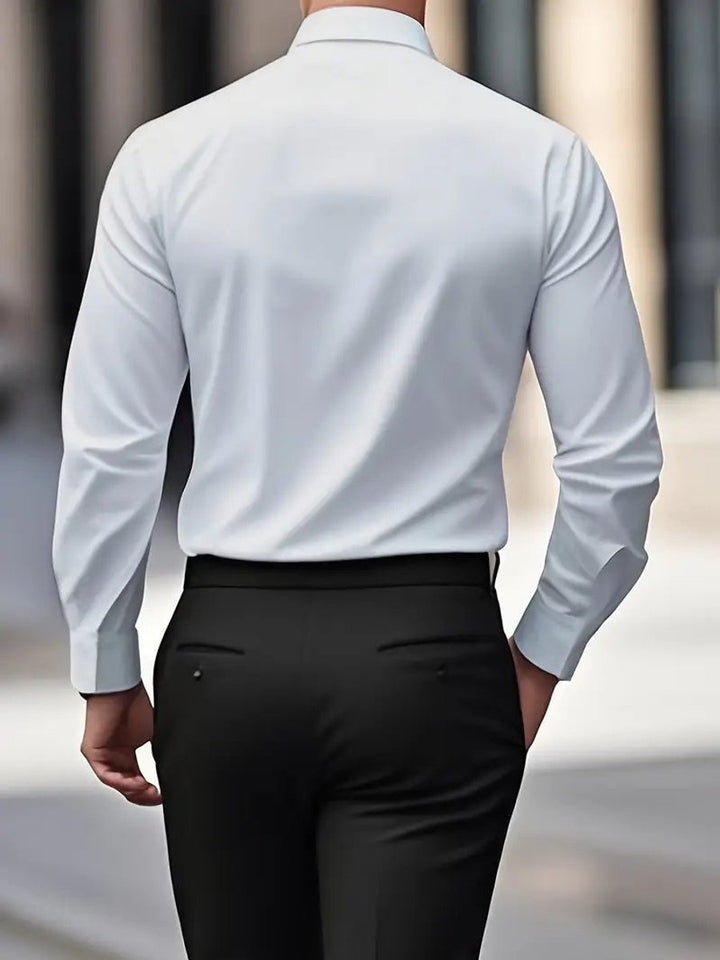 Men's Slim-Fit Wrinkle-Resistant Long-Sleeve Business Shirt