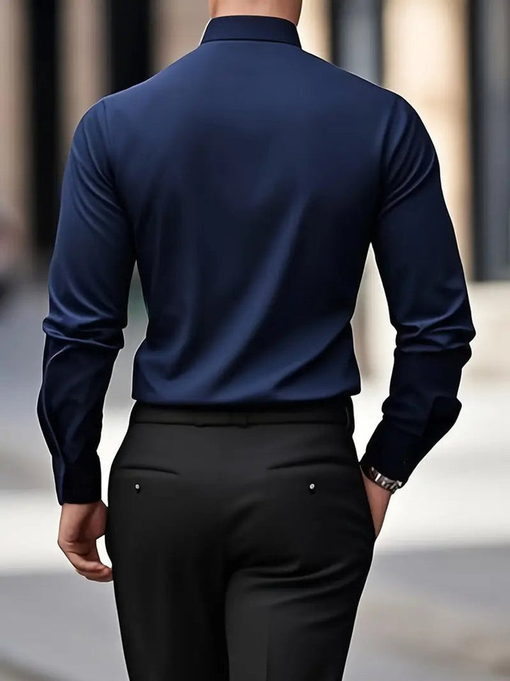 Men's Slim-Fit Wrinkle-Resistant Long-Sleeve Business Shirt